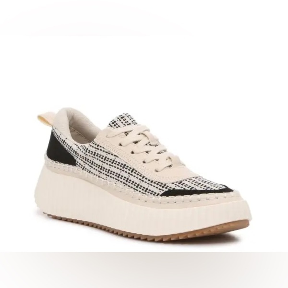 Dolce Vita Daran Black and Cream Platform Sneakers 8.5